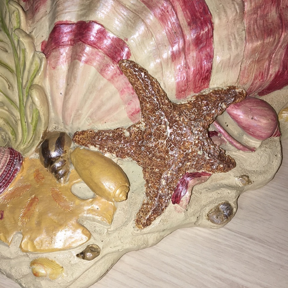 Vintage Large Plaster Shell Planter For Wall Coastal Nautical Beachy Home Decor - Picture 5 of 17